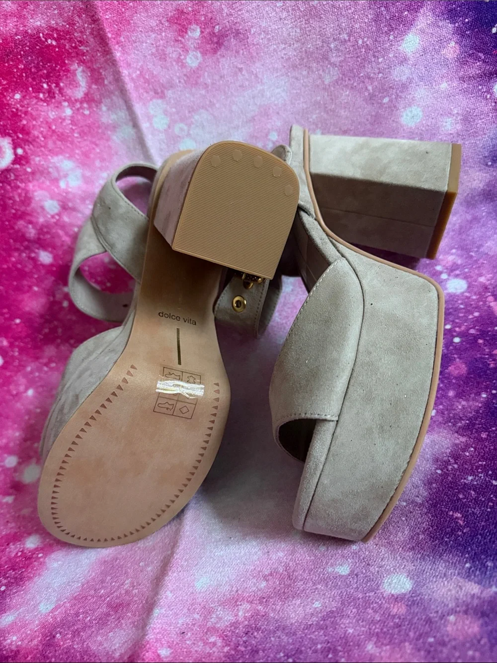 Dolce Vita Blush Suede Platform Slingback Sandals